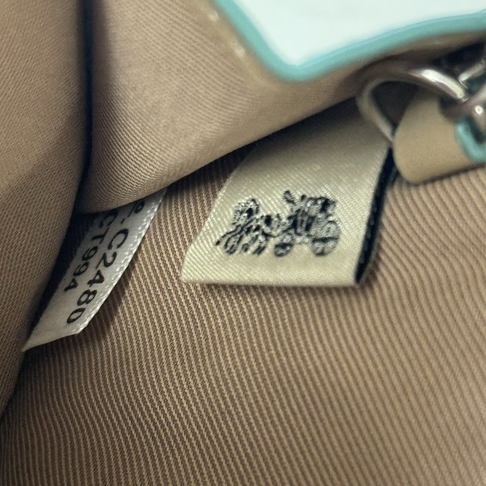 New COACH CT994 Mini Skinny Id Card Case In Signature Jacquard Silver/Faded Blue - Picture 5 of 9